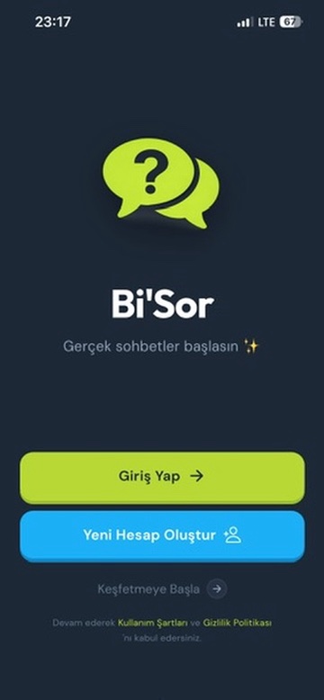 Bi'Sor Karşılama Ekranı